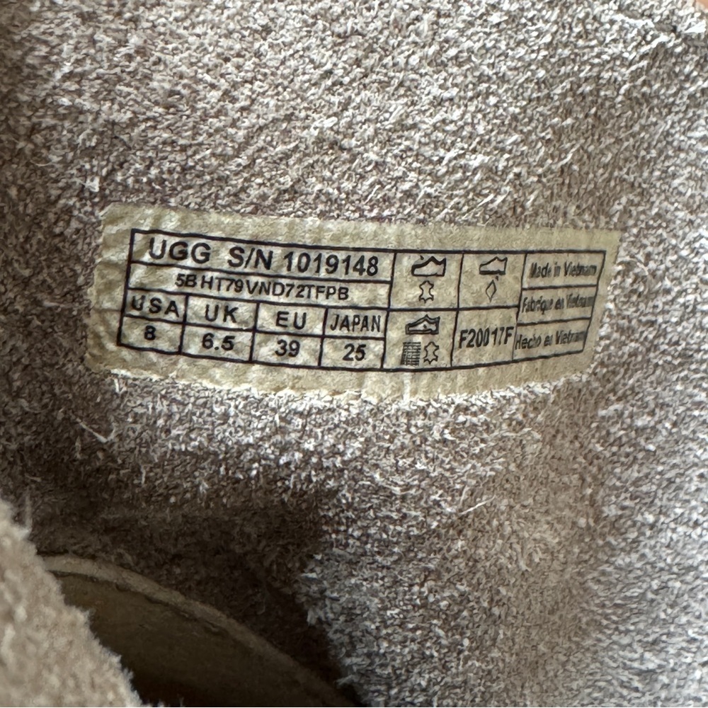 UGG Womens ELORA Boot Leather Ankle Bootie Beige Size 8 - Picture 5 of 6